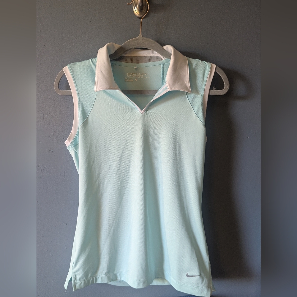Nike Women's Aqua Sleeveless Dri Fit Golf Polo Size Small